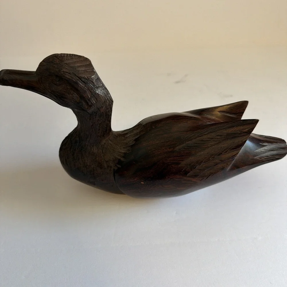 Vintage Hand Carved Iron Wood Duck Decoy Mid Century‎ Home Decor Art
